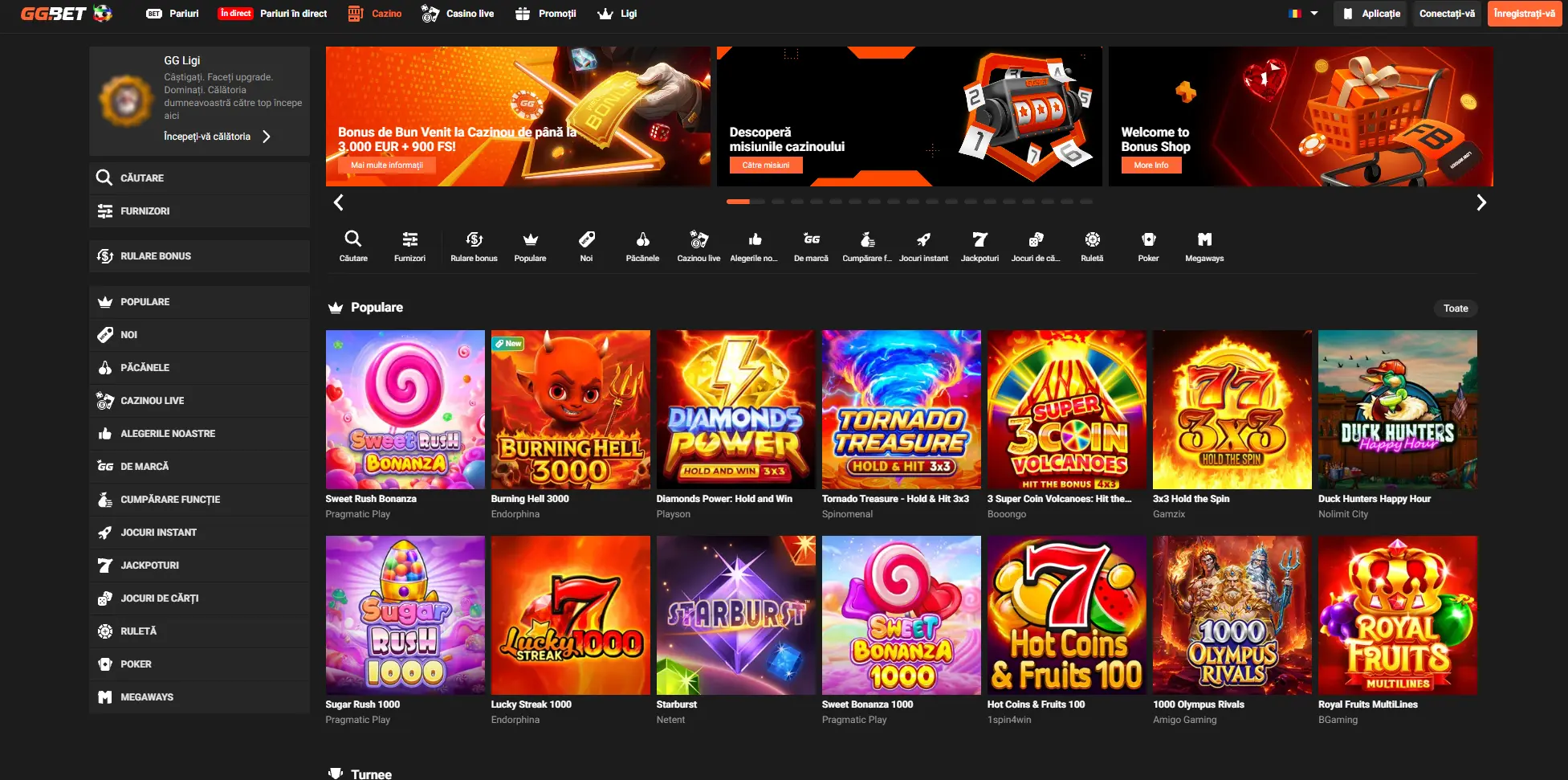 GGBet Casino lobby și promoții